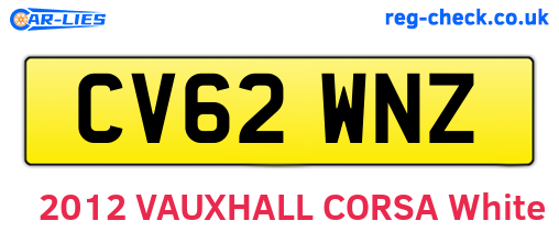 CV62WNZ are the vehicle registration plates.