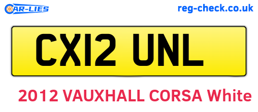 CX12UNL are the vehicle registration plates.