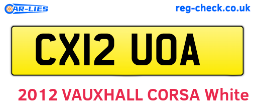 CX12UOA are the vehicle registration plates.