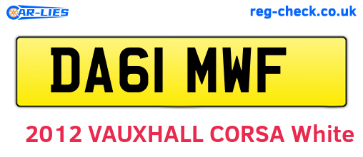 DA61MWF are the vehicle registration plates.