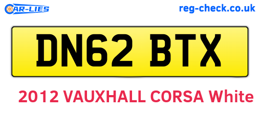 DN62BTX are the vehicle registration plates.