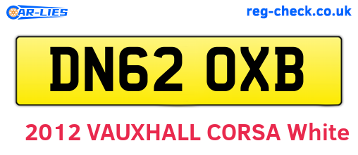 DN62OXB are the vehicle registration plates.