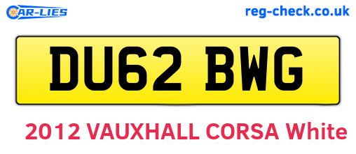 DU62BWG are the vehicle registration plates.