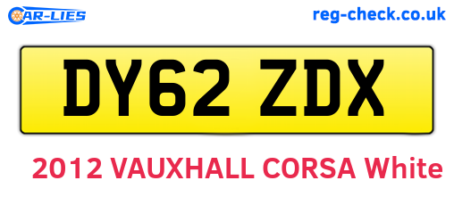 DY62ZDX are the vehicle registration plates.