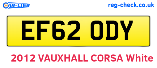 EF62ODY are the vehicle registration plates.