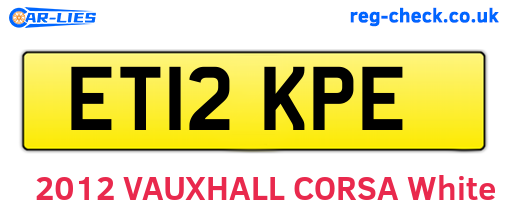 ET12KPE are the vehicle registration plates.