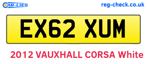 EX62XUM are the vehicle registration plates.