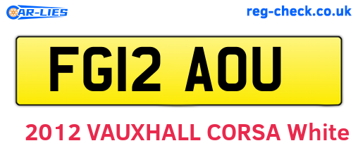FG12AOU are the vehicle registration plates.