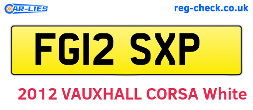 FG12SXP are the vehicle registration plates.