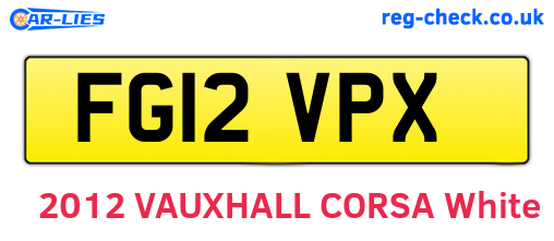 FG12VPX are the vehicle registration plates.