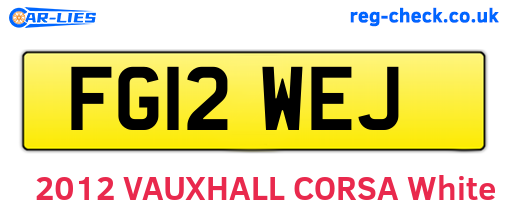 FG12WEJ are the vehicle registration plates.