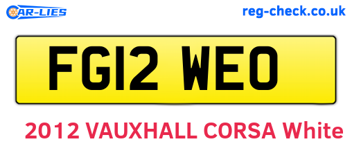 FG12WEO are the vehicle registration plates.