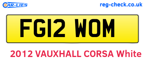 FG12WOM are the vehicle registration plates.