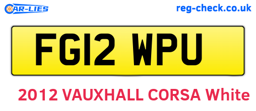 FG12WPU are the vehicle registration plates.