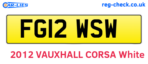 FG12WSW are the vehicle registration plates.