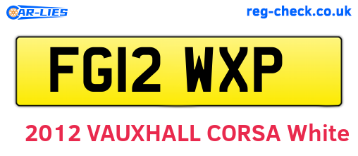 FG12WXP are the vehicle registration plates.