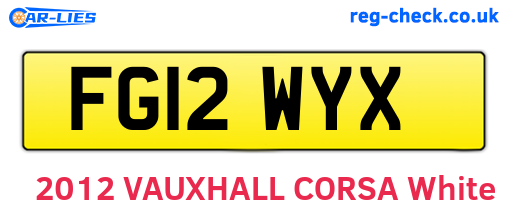 FG12WYX are the vehicle registration plates.