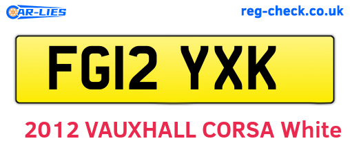 FG12YXK are the vehicle registration plates.
