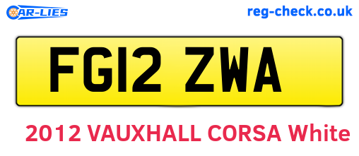 FG12ZWA are the vehicle registration plates.