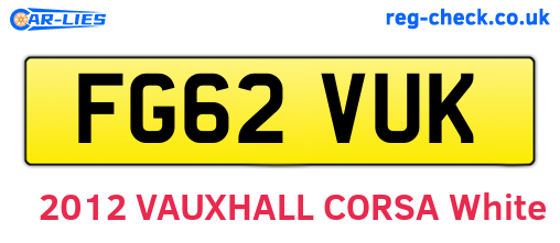 FG62VUK are the vehicle registration plates.
