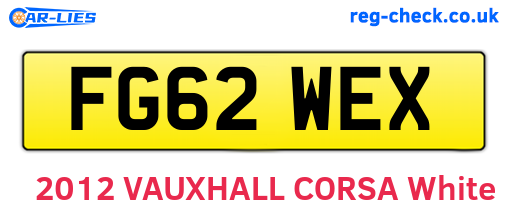 FG62WEX are the vehicle registration plates.