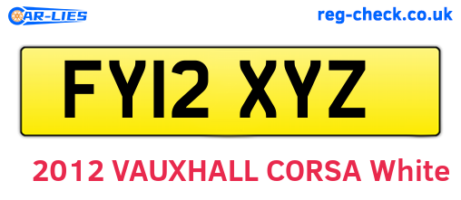 FY12XYZ are the vehicle registration plates.