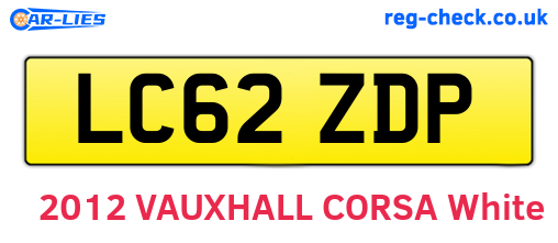 LC62ZDP are the vehicle registration plates.
