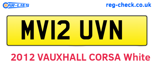 MV12UVN are the vehicle registration plates.