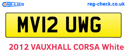 MV12UWG are the vehicle registration plates.