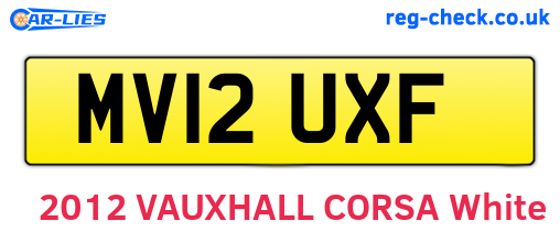 MV12UXF are the vehicle registration plates.