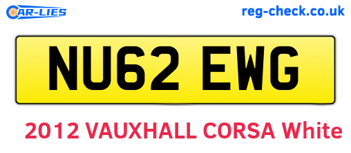 NU62EWG are the vehicle registration plates.