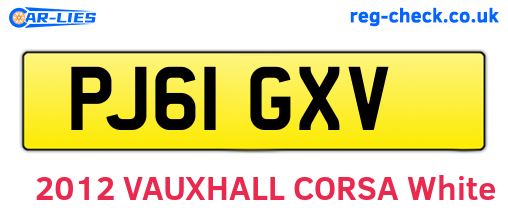 PJ61GXV are the vehicle registration plates.