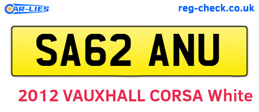 SA62ANU are the vehicle registration plates.