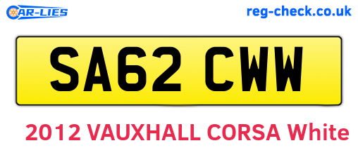 SA62CWW are the vehicle registration plates.