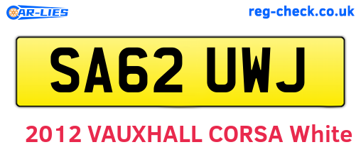 SA62UWJ are the vehicle registration plates.