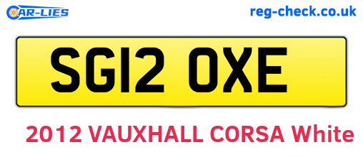 SG12OXE are the vehicle registration plates.