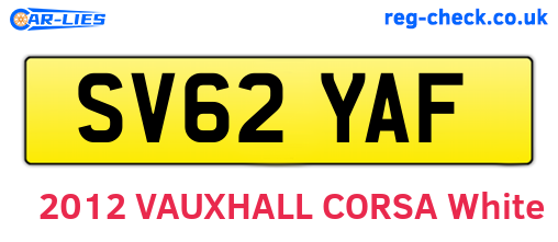 SV62YAF are the vehicle registration plates.