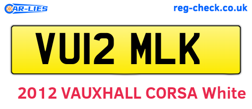 VU12MLK are the vehicle registration plates.