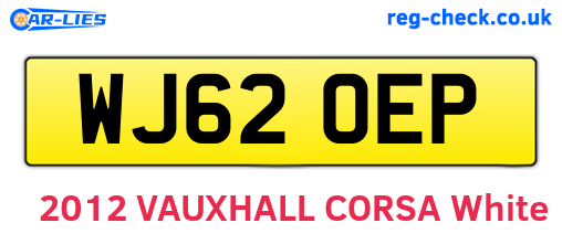 WJ62OEP are the vehicle registration plates.