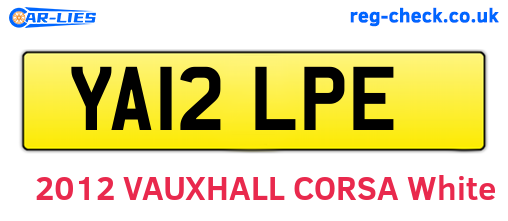 YA12LPE are the vehicle registration plates.