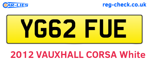YG62FUE are the vehicle registration plates.