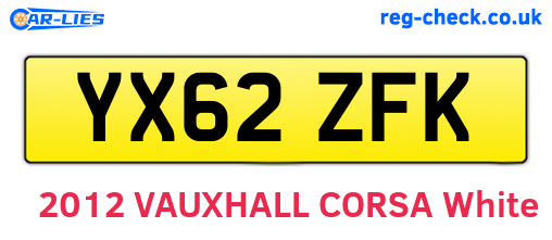 YX62ZFK are the vehicle registration plates.