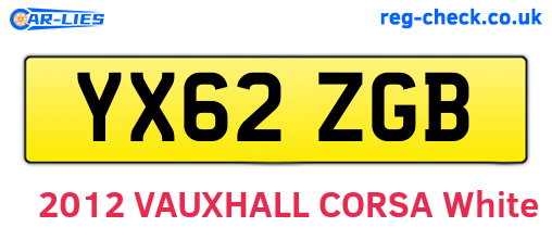 YX62ZGB are the vehicle registration plates.