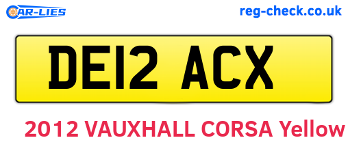 DE12ACX are the vehicle registration plates.