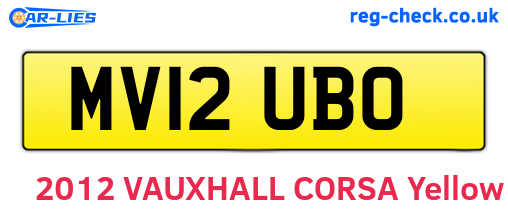 MV12UBO are the vehicle registration plates.