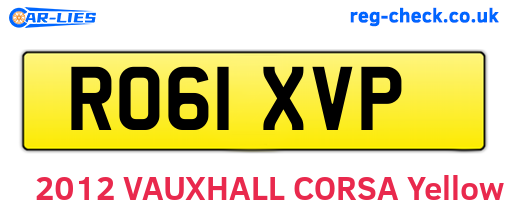 RO61XVP are the vehicle registration plates.