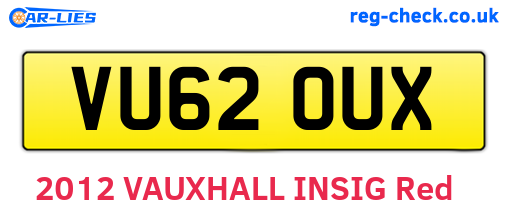 VU62OUX are the vehicle registration plates.