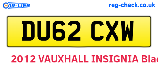 DU62CXW are the vehicle registration plates.