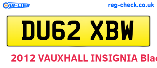 DU62XBW are the vehicle registration plates.