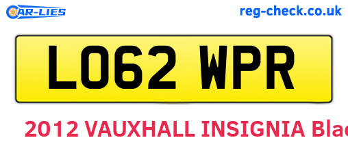 LO62WPR are the vehicle registration plates.
